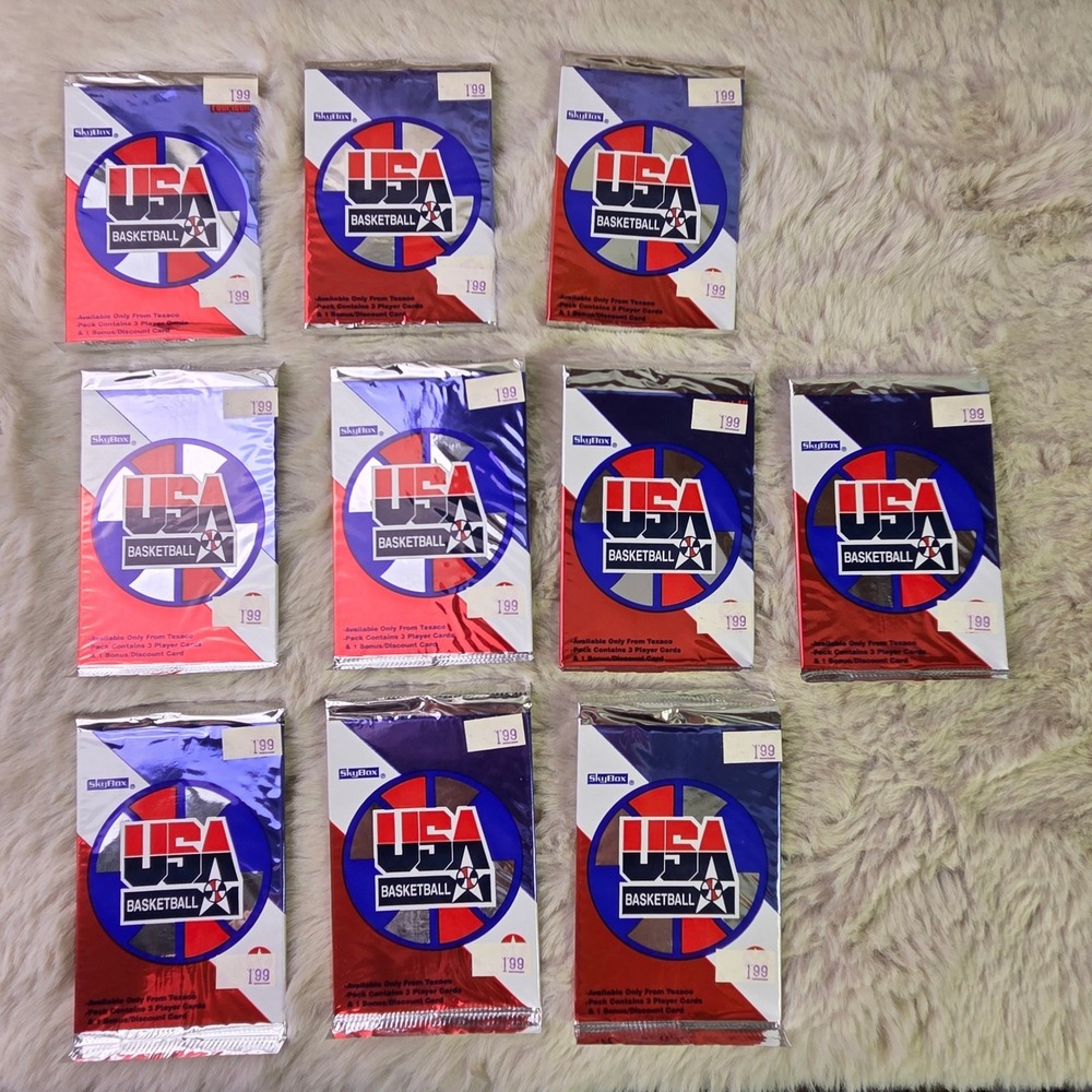 Lot of 10 1996 SkyBox USA Basketball Texaco Sealed Packs Shaq Pippen Barkley